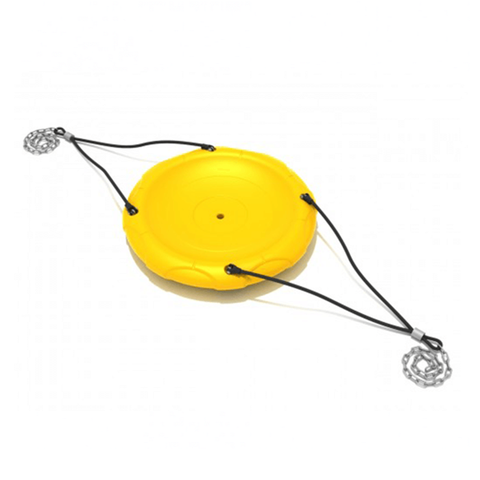 Commercial nest swing seat with large circular platform designed for inclusive playground play and multiple users.